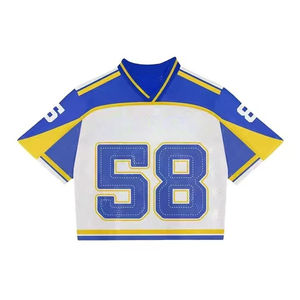 Haute qualité Logo personnalisé Boxy Mesh recadrée Football Jersey Sports Vintage Lâche Hommes Football Football T-shirt pour Hommes - Product Image 3