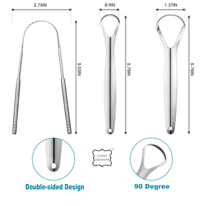 Ensemble de nettoyage de langue en cuivre écologique grattoir d'hygiène buccale en acier inoxydable avec logo laser pour une haleine fraîche - Product Image 2