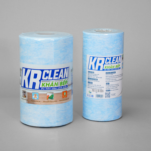 Krclean แผ่น200สีฟ้าขนาด20x20ซม. 1ชั้นผ้าเช็ดทำความสะอาดห้องครัวแบบม้วนกระดาษดูดซับสำหรับทำความสะอาดพื้นผิวห้องครัวสำหรับผ้าเช็ดปากมื้อค่ำ - Product Image 1