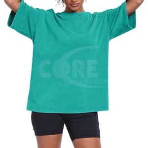 Camisetas transpirables de manga corta holgadas de gran tamaño con lavado ácido de Algodón 100% con logotipo personalizado de alta calidad para mujer - Product Image 1