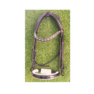 Bride de cheval anatomique de fabrication indienne avec rembourrage doux à bande de front surélevée et large - Product Image 1