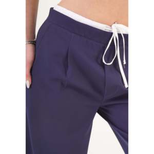 Pantalones Azul Marino de Doble Cintura para Mujer LUSTRIN - Pantalones de Poliéster y Elastano de Corte Moderno y Moldeador para Oficina y Uso Casual - Product Image 2
