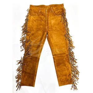 Pantalons pour hommes en cuir suédé à franges lavées Offre Spéciale fabriqués en usine en gros Pantalons en cuir suédé à franges de la meilleure qualité - Product Image 1
