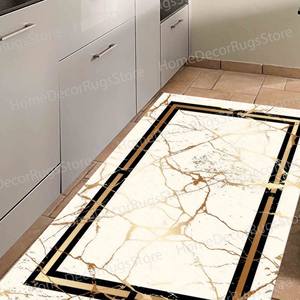 Tapis imprimé marbre doré : tendance, abstrait, moderne, personnalisé, décoration de bureau, tapis doux non tissé - Product Image 3