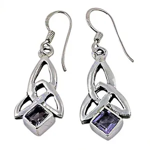 Boucles d'oreilles tendance en argent sterling 925, nœud celtique, améthyste, diamant, perle, forme de papillon mignon, cœur, mariages, fiançailles, fêtes - Product Image 1
