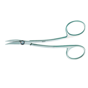 กรรไกรสแตนเลสโค้งขนาด 11.5 ซม. ยี่ห้อ Iris รุ่น MAQNSCO MA-6859 สำหรับงานทันตกรรมและศัลยกรรม  ได้รับการรับรองมาตรฐาน CE ด้ามจับออกแบบตามหลักสรีรศาสตร์ - Product Image 3