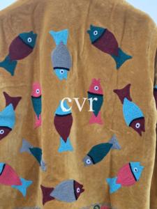 Abrigo de terciopelo vintage bordado con cuello mandarín, manga larga, diseño de peces, hecho a mano, para mujer adulta, ropa exterior informal de invierno - Product Image 4