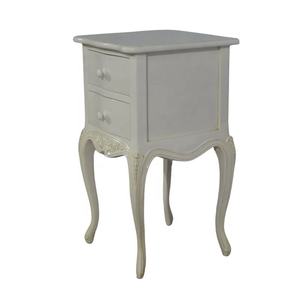 Table de chevet en bois massif peinte en blanc avec sculpture à la main de style antique, table de nuit classique de style européen, meubles de chambre et d'hôtel - Product Image 3