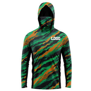 Venta al por mayor personalizado impreso 100% poliéster secado rápido protección UV ropa UPF50 + hombres mujeres pesca camisas con capucha - Product Image 6