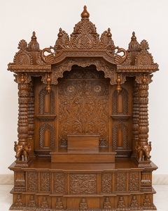 Best Quality Teak Wooden Handcrafted Durable Carved Home <b>Mandir</b> Customize South Indian Style Foldable Temple Storage India USA - Product Image 2