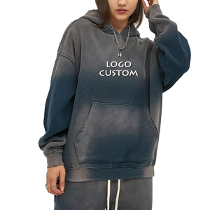 Nouveau 400gsm Spray Dyed Color Womens Hoodies Fashion Casual Washed Distress Loose Fit Women's Causal Hoodies - Product Image 1