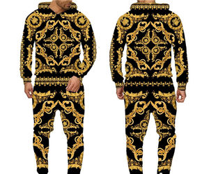 Sweat-shirt à capuche et pantalon de survêtement en coton imprimé pour hommes, vêtements de sport décontractés lourds avec logo personnalisé, mode moderne et élégante, vente en gros - Product Image 6