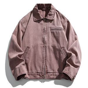 Custom <b>Men's</b> Zipper Canvas <b>Jacket</b> Quilted Cotton <b>Lined</b> Embroidered Patch Work Streetwear Style for Spring Winter Wholesale - Product Image 5