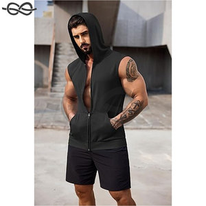 Débardeurs à capuche d'entraînement pour hommes Chemises de gymnastique sans manches Muscle Cut Off Bodybuilding Hoodies Fitness Activewear - Product Image 3