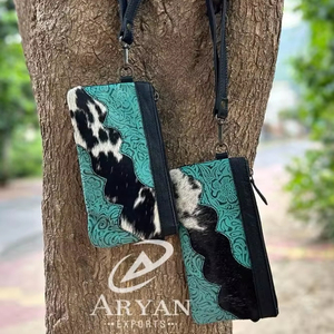 Nouveaux vrais cheveux faits à la main sur la peau en relief impression fourrure cuir bracelet pochette vente chaude femmes conçu à la main peint pochettes à glissière - Product Image 1