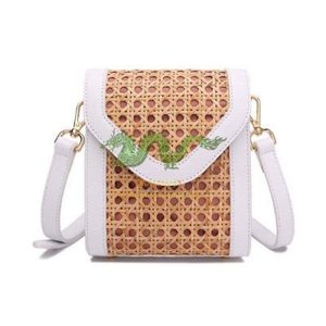Vietnam Handwoven Rattan Bag Stylish Beach Straw Bag - <b>Square</b> Small Handwoven Bag with Leather - Product Image 5