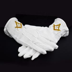 Gants maçonniques en coton blanc sur mesure, taille unique, fabriqués pour les gants maçonniques - Product Image 2