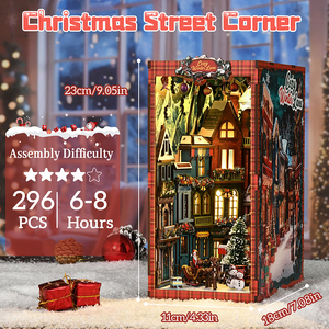Noël <span class=keywords><strong>en</strong></span> <span class=keywords><strong>bois</strong></span> livre Nook neigeux nuit ombre fête de noël bricolage 3D livre Nook Kit maison de poupée Puzzle Miniature livre Nook - Product Image 1