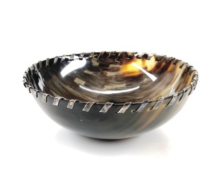 Cuenco de cuerno de búfalo de agua tallado decorativo ultra brillante hecho a mano Material Real Natural diseño exclusivo - Product Image 2