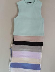 2022 New Arrival Ladies Tank <b>Tops</b> Casual Solid Color Breathable Eco-Friendly Summer Knitted Regular Length Women - Product Image 5