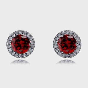 ต่างหู925แข็งคุณภาพดีที่สุดของเด็กผู้หญิงคุณภาพสูง925เงินสเตอร์ลิงทำด้วยมือพลอยควอตซ์สีแดงกับต่างหูบุษราคัมสีขาว - Product Image 1