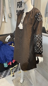 Broderie fleur industrie lourde mode couverture en coton manches trois-quarts printemps nouveau 2022 chemisiers pour femmes - Product Image 4