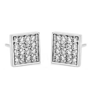 Pendientes Zarkan Geométricos de Oro de 14K con Diamantes y Circonitas, Plateados en Oro Rosa para Compromiso - Product Image 3