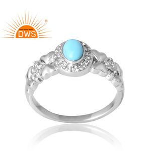 แหวนพลอยบุษราคัมสีเงินธรรมชาติสีฟ้าครามและสีขาว - Product Image 1