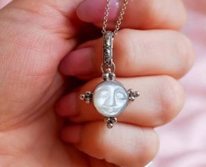 Crafted Hand 925 Silver Gold Plated Full Moon Face Moonstone Pendant 10MM Bezel Set <b>Chains</b> Vintage for Anniversary Gift Jewelry - Product Image 2