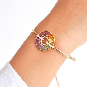 Amazing Multi Sapphire Circle Bracelet Queen Inspired Multi Stone Bracelet Cadeau de mariage Bracelet Art déco en argent 925 - Product Image 5