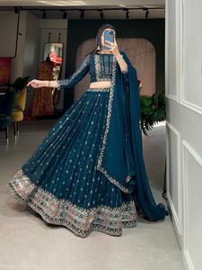 Dernier Designer Faux Georgette Broderie Lehenga Choli Indien & Pakistanais Vêtements par Fab Zone - Product Image 4