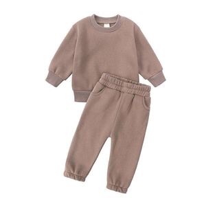 Venta al por mayor de alta calidad niños pulóver con capucha y pantalones de chándal Jogger conjunto de chándal de dos piezas - Product Image 5