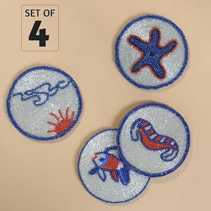 Royal Look Handmade <b>Beaded</b> Table <b>coaster</b> Hotel Restaurant Table Decorative <b>Beaded</b> <b>Coaster</b> and Gifted Use Item - Product Image 4