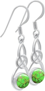 Pendientes de piedras preciosas turquesas, pendientes de forma redonda de Plata de Ley 925 sólida para mujeres y niñas, Pendientes colgantes, joyería estampada 925 - Product Image 3