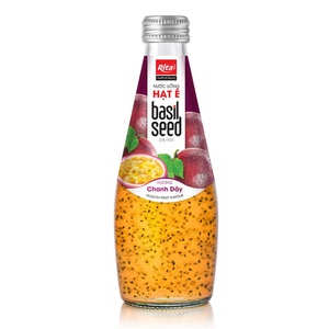 Venta al por mayor de bebida de semilla de albahaca natural con sabor a fruta de la Pasión 290ml botella de vidrio refrescante bebida de jugo saludable - Product Image 1
