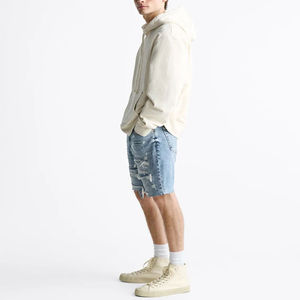 Short en jean de haute qualité pour hommes Jorts 100% coton Short en jean vieilli avec logo personnalisé pour hommes - Product Image 3