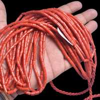 Perles de tuyau de tube de corail italien rouge naturel brin de pierres précieuses lisses pour la fabrication de bijoux prix d'usine de gros prêt à expédier