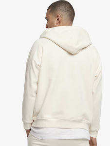 Sudadera con capucha de lana con cremallera completa para hombre, Sudadera con capucha informal de gran tamaño lisa con bolsillos y cordón para ropa de calle o de descanso - Product Image 4