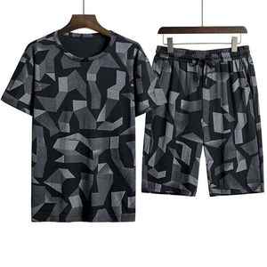 Ensembles de survêtements décontractés pour hommes ensemble de vêtements de sport d'été 2 pièces t-shirt avec broderie de lettres pour hommes ensemble short de jogging à la taille streetwear - Product Image 5