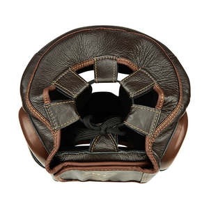 Casque de boxe de haute qualité marron/beige, étanche, en cuir et fibre de verre, idéal pour l'été en extérieur, offre une excellente protection de la tête - Product Image 3
