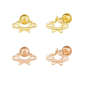 Da donna alla moda Mini Star Planet Line tutto in oro 14k orecchini a bottone Fine K-gioielli all'ingrosso graziosi gioielli Piercing fantastici - Product Image 1