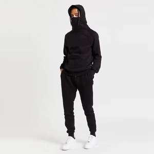 Men's Unisex Oversize Men Custom <b>Fleece</b> Ninja Half-Zip Hooded Double Layered Zipper 1Pc Half Zip Balaclava <b>Hoodie</b> With Balaclava - Product Image 5