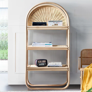 Estante de ratán vietnamita moderno de 3 niveles, estante de almacenamiento de pie tejido a mano de alta calidad para una organización de oficina elegante - Product Image 2