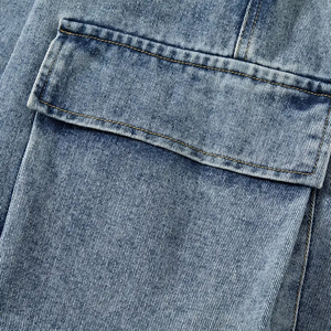 กางเกงขาสั้นคาร์โก้ผ้าแคนวาสทรงหลวมสไตล์ลำลองสำหรับผู้ชาย หลายกระเป๋า สีน้ำเงินวินเทจ ทรงตรง ระบายอากาศได้ดี สวมใส่สบาย - Product Image 5