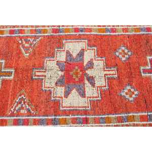 Tapis de 2,8 x 12 pieds, tapis Herki vintage, tapis persan en laine rouge turque - Product Image 4