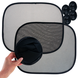 Paquete de 2 Parasoles Negros para Ventanas Laterales y Parabrisas Delantero, Diseño Atractivo, Plegables, Fácil Instalación, Hechos de Nailon Resistente, Nuevos - Product Image 1