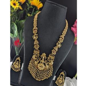 Conjunto de joyería de templo de lujo chapado en oro antiguo para mujeres y niñas para bodas, fiestas, compromisos, aniversarios hechos de latón - Product Image 1