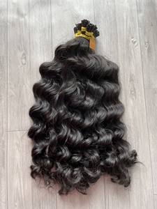 Extensiones de cabello Remy camboyano súper doble dibujado ITip queratina preadherida ondulado y recto teje 100g todos los colores - Product Image 5