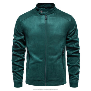 Veste en Daim à Col Montant et Fermeture Éclair pour Homme, Veste de Camionneur en Faux Cuir Décontractée à la Mode, Manteau pour Hommes - Product Image 1