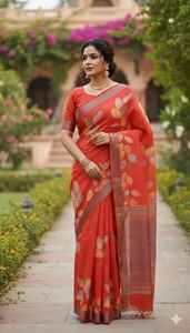 Sari Premium LilanSimmerSilk avec broderie Aari artisanale complexe, collection de vêtements de fête élégante avec une subtile brillance métallique - Product Image 3